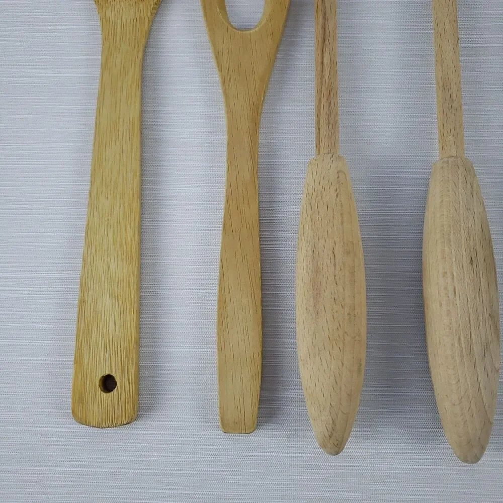 Wood Cooking Utensils Spoon Fork Chopper Spatula 5 Pcs Lot